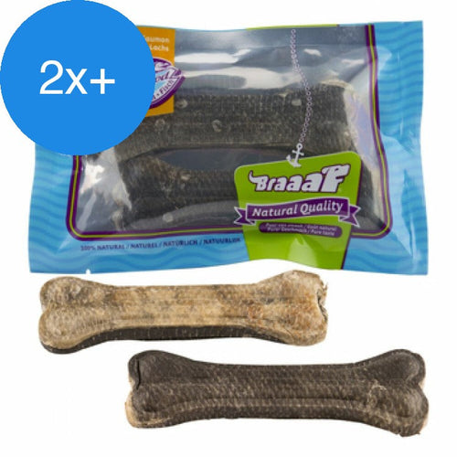 Braaaf - Geperst Bot Met Zalmhuid 12cm - Hondensnack - 2 stuks - Voordeelbundel