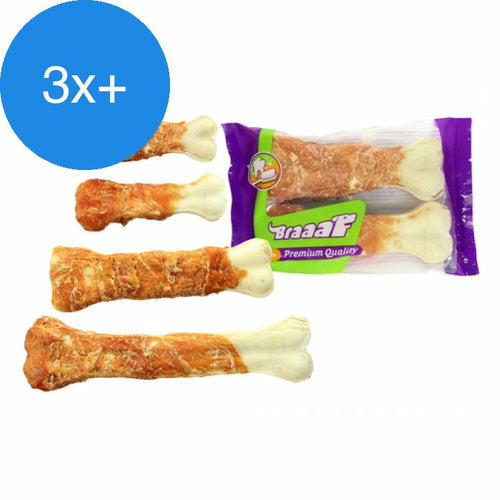 Braaaf - Geperst Bot Kip 12,5 cm - Hondensnack - 2 stuks - Voordeelbundel