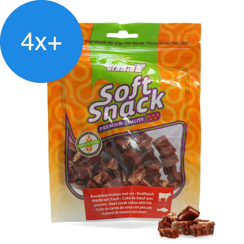 Braaaf - Rund Steak Blokjes met Vis - Hondensnack - 85g - Voordeelbundel