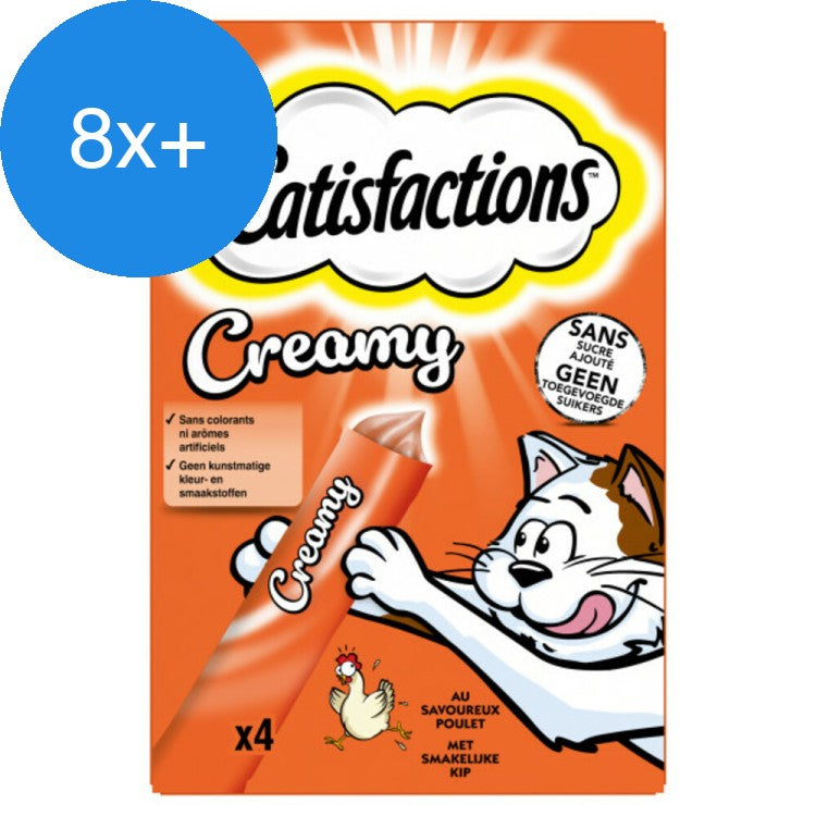 Catisfactions - Kattensnack - Kip - Creamy Snacks - 4 x 10g - Voordeelbundel