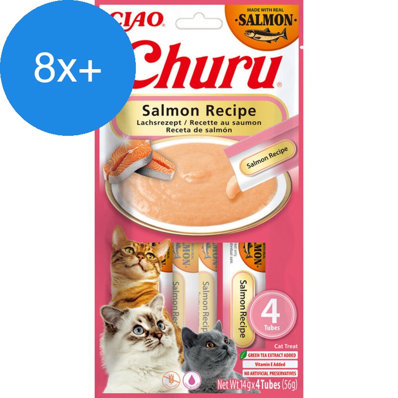 Ciao - Inaba Churu Kat Puree Zalm 4x14g (4 sticks) - Voordeelbundel