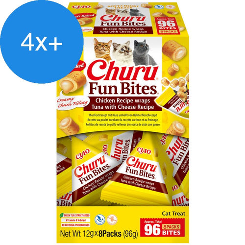 Ciao - Inaba Churu Fun Bites Chicken Wraps - Tonijn Kaas 8x8g - Voordeelbundel