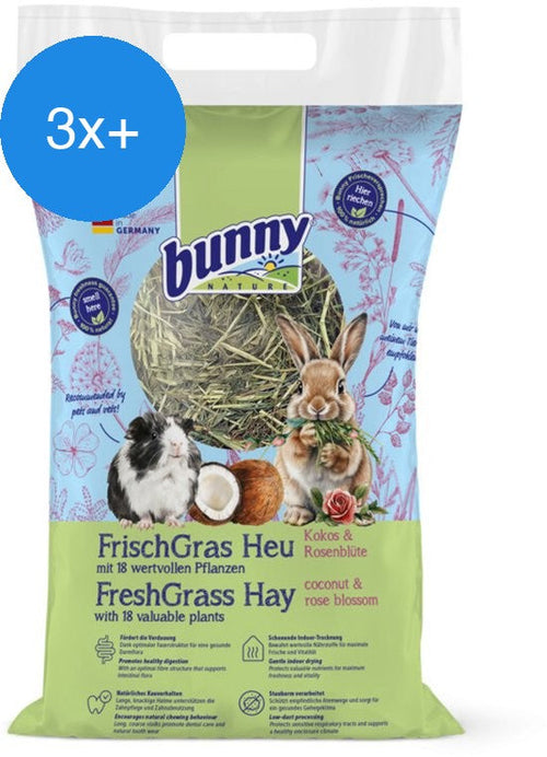 Bunny Nature - Hooi Kokos Rozenbloesem 500g - Vezelrijk, Natuurlijke Voeding voor Knaagdieren - Voordeelbundel