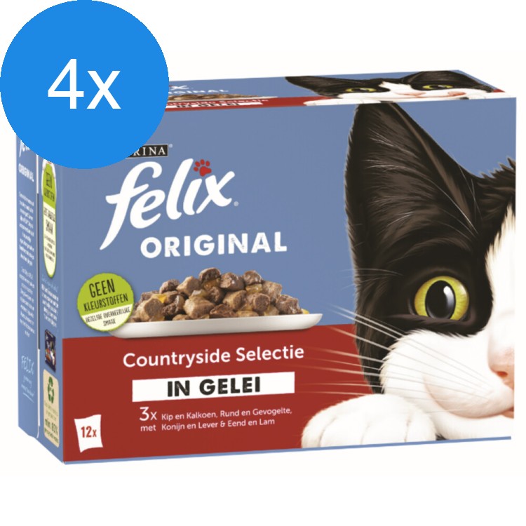 Felix - Original Selectie in Gelei Voordeelbundel - 4 x 12 x 85 g (48 zakjes)