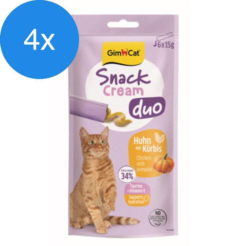 GimCat - Snack Cream Kip Voordeelbundel - 4 x 6 sticks (24 creamy snacks)