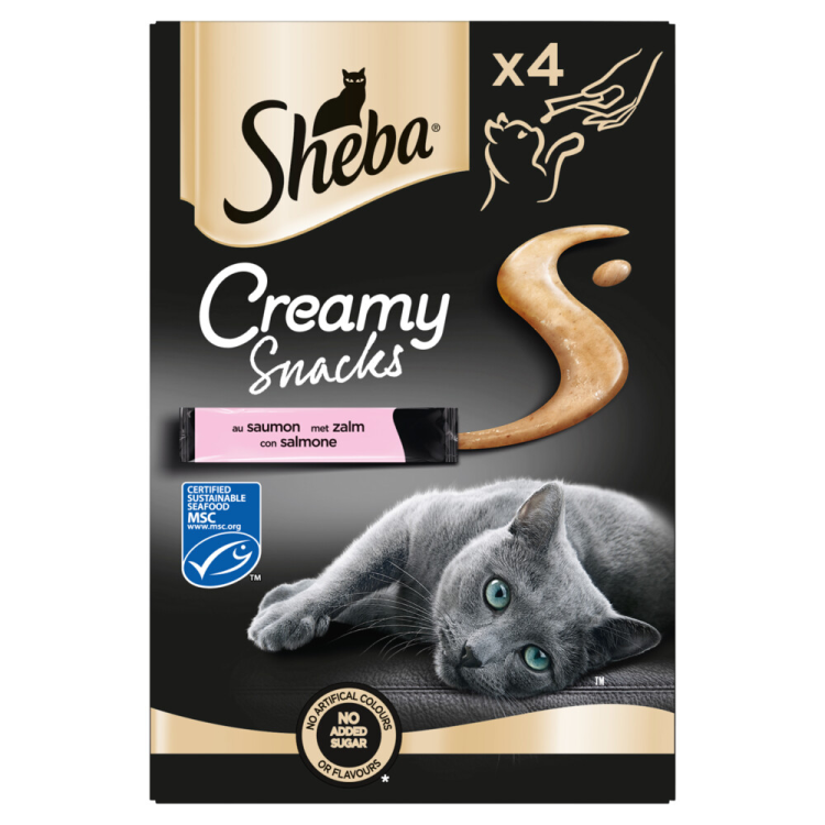 Sheba - Creamy -  Kattennacks - Zalm - 4 stuks