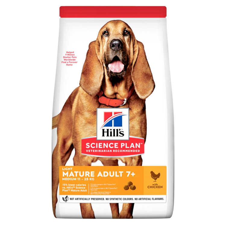 Hill's Canine - Science Plan - Dog Food - Mature Light - Medium - Chicken - 12 kg