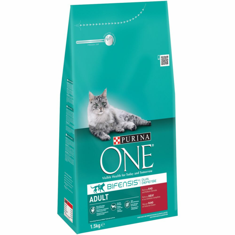 Purina One - Adult Rund & Volkoren Granen - Kattenvoer - 1.5kg