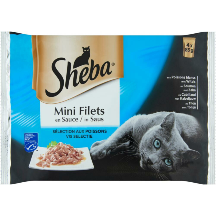 Sheba - Délices du Jour - Minifilets in Sauce - Fischauswahl - 4x85g