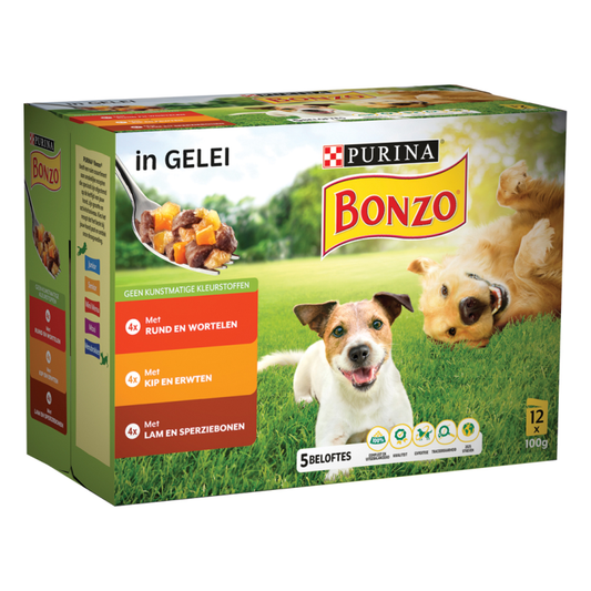 Bonzo - Vitafit Multipack Rund , Kip & Lam in Gelei - 12x100g