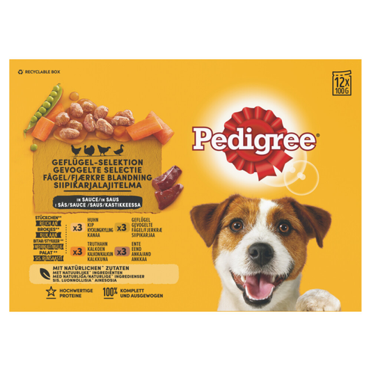 Pedigree - Adult Maaltijdzakjes in Saus Gevogelte & Groenten - Hondenvoer - 12x100g