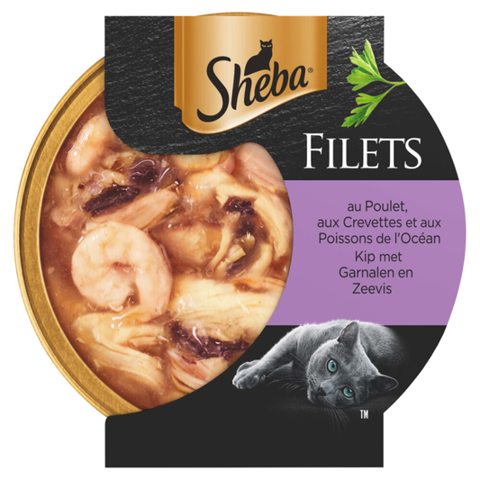Sheba - Filets - Stukjes Kip,Garnaal & Oceaanvis in Saus - 60g