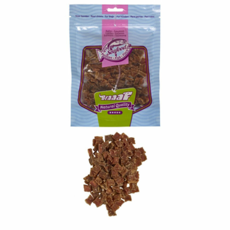 Braaaf - Gedroogde Zalm Blokjes - Hondensnack - 70g