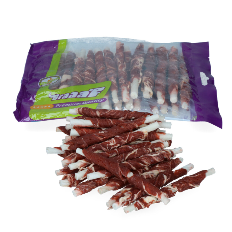 Braaaf - Roll Sticks Rund & Vis 12cm - Hondensnack