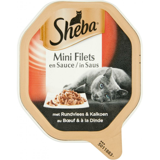 Sheba - Mini Filets - Kuipje - Rund & Kalkoen in Saus - 85g