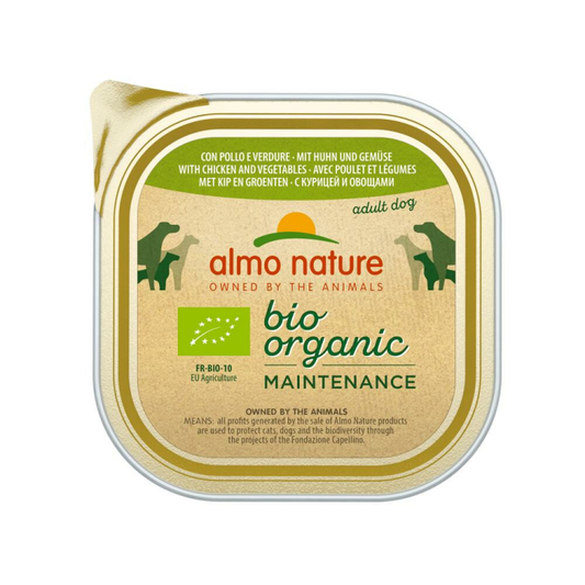 9x Almo Nature - Bio Organic - Maintenance - Hondenvoer - Kip en Groenten - 300g
