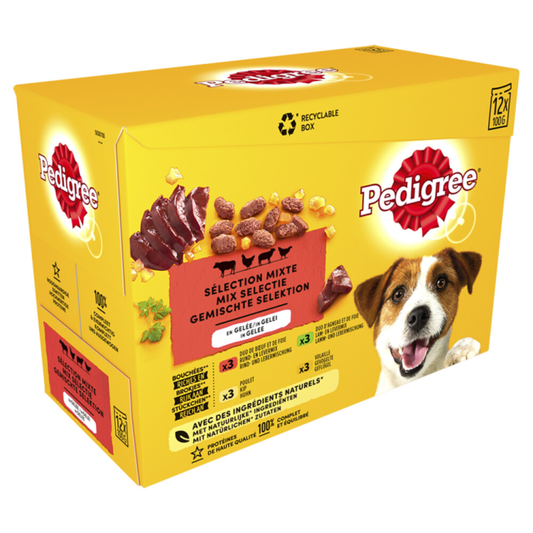 Pedigree - Adult Meal Pouches Meat in Jelly - Hundefutter - 12x100g