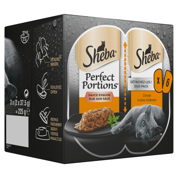 Sheba - Perfect Portions - Adult Paté Turkey - 3 x 2 Stück