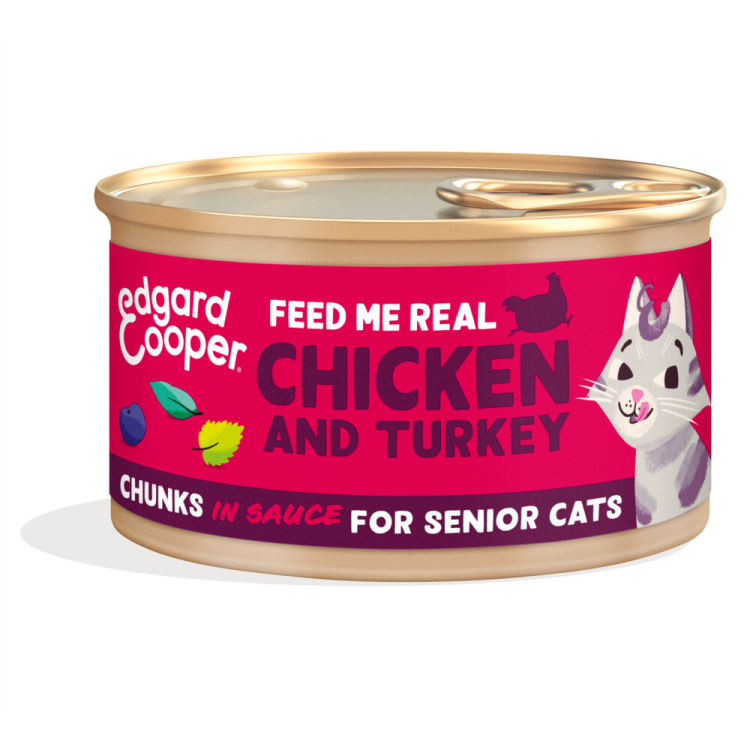 Edgard &amp; Cooper - Cat Food - Senior - Chunks in Sauce - Turkey &amp; Chicken - 85g