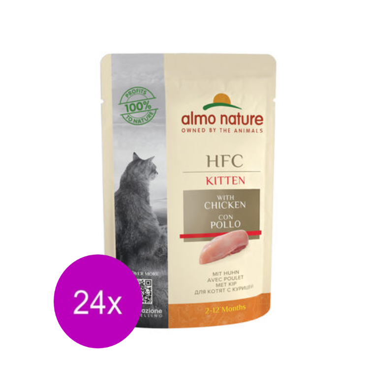 24x Almo Nature - HFC Kitten - Katzenfutter - Huhn - 55g
