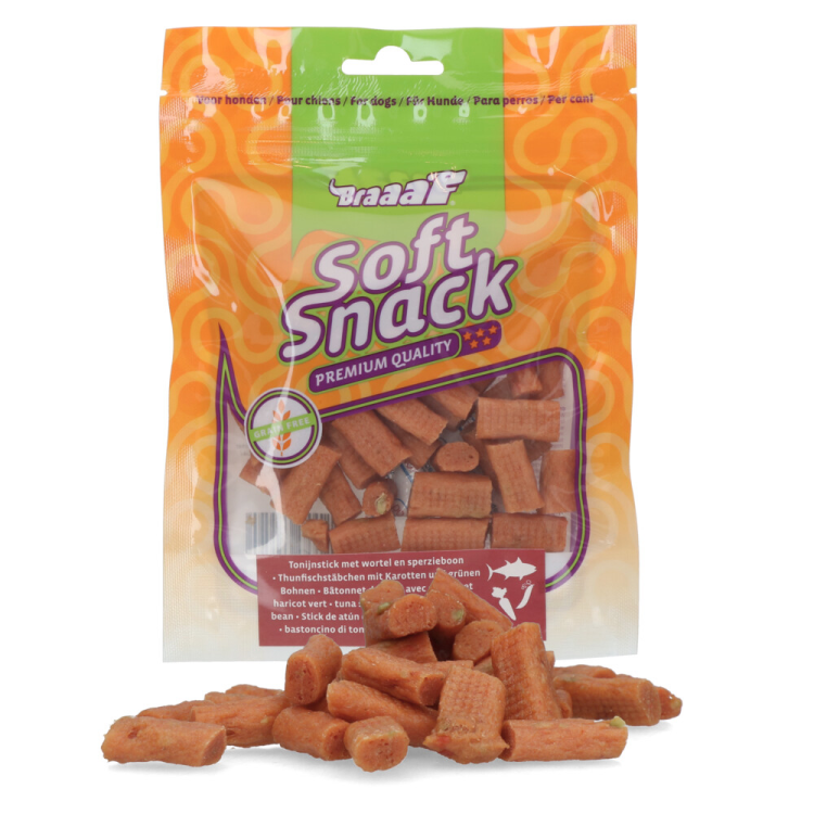Braaaf – Thunfischsticks mit Karotten und grünen Bohnen – Hundesnack – 85 g