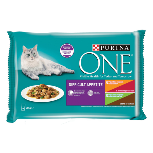 Purina One - Pouch Adult Difficult Appetite Kip - Kattenvoer - 4x85g