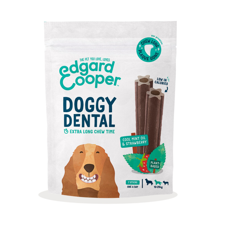 Edgard & Cooper - Hondensnacks - Dental Sticks - Aardbei & Frisse Muntolie - Medium - 7 Sticks