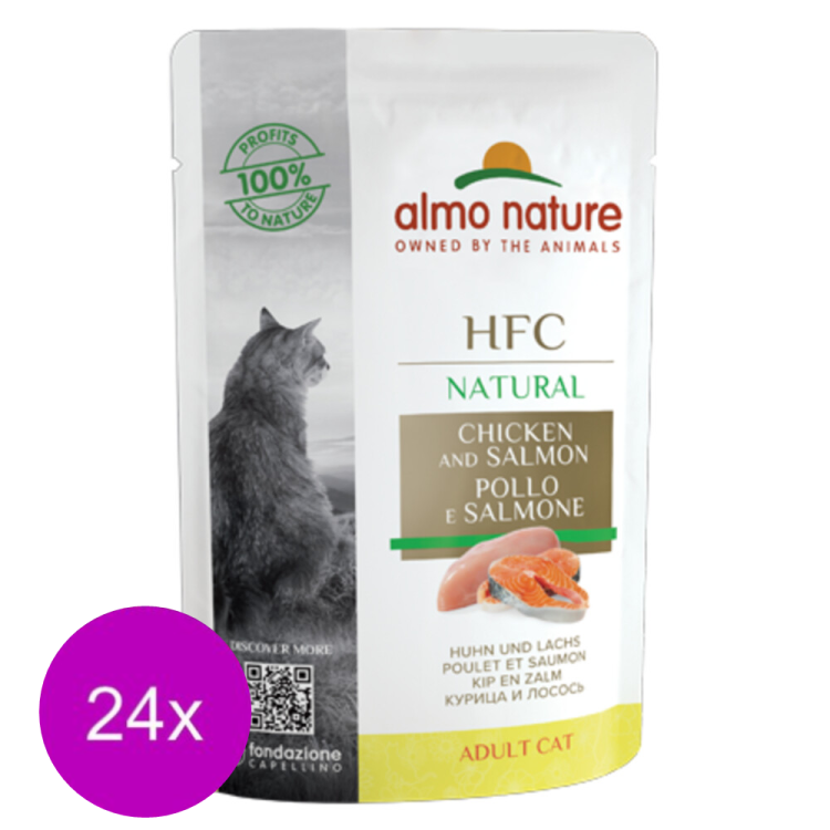 24x Almo Nature - HFC Natural - Katzenfutter - Huhn &amp; Lachs - 55 g