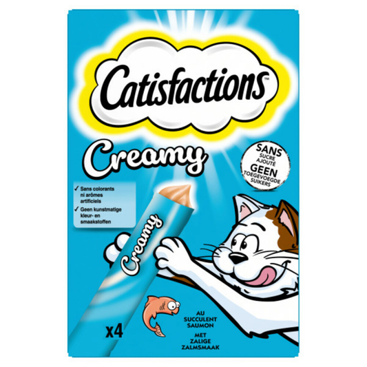 Catisfactions - Cat Snack - Lachs - Cremige Snacks - 4 x 10g