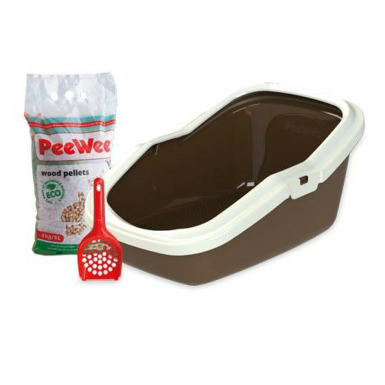 PeeWee - Startpakket EcoMinor Bruin & Ivoor - Kattenbakken - 56x39x27.5cm