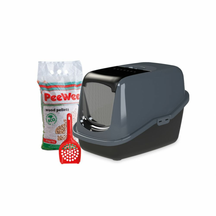 PeeWee - EcoHus Black & Anthracite Starter Kit - Litter Boxes - 56x39x38.5cm