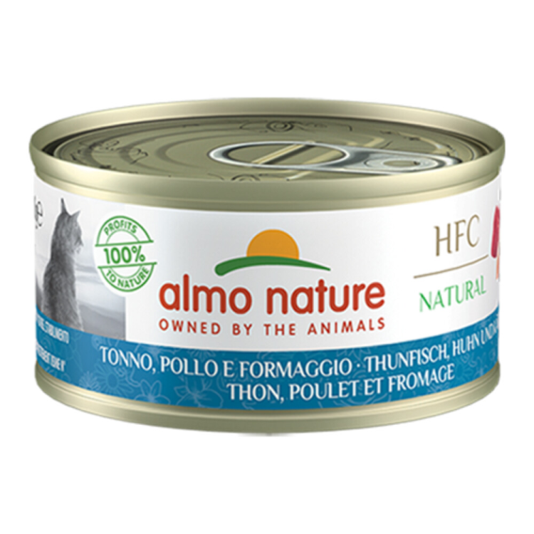 Almo Nature - HFC Natural - Katzenfutter - Thunfisch, Huhn &amp; Käse - 70g