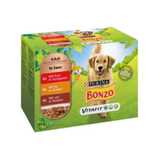 Bonzo - Vitafit Multipack Rind, Huhn &amp; Lamm in Sauce - 12x100g