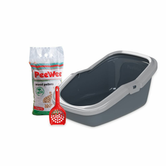 PeeWee - Startpakket EcoMinor Antraciet & Grijs - Kattenbakken - 56x39x27.5cm