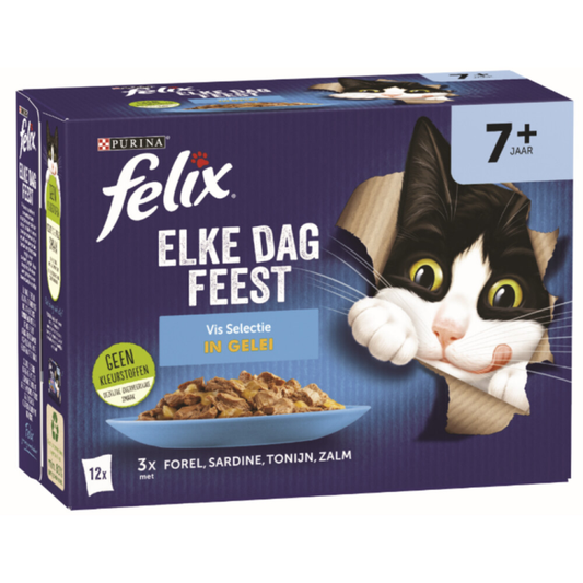 Felix - Elke Dag Feest Vis Selectie in Gelei 7+ Jaar - 12x85g