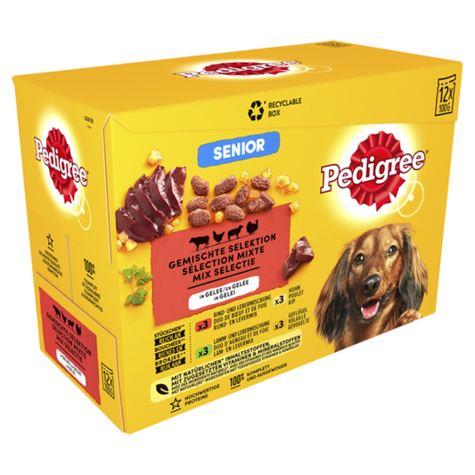 Pedigree - Senior Meal Pouches Fleisch in Gelee - Hundefutter - 12x100g