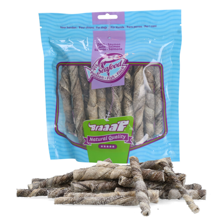Braaaf - Zalmhuid Sticks 12cm - Hondensnack