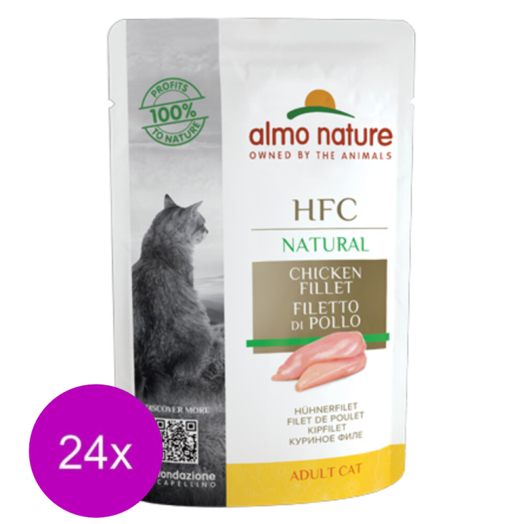 24x Almo Nature - HFC Natural - Katzenfutter - Hühnerfilet - 55 g